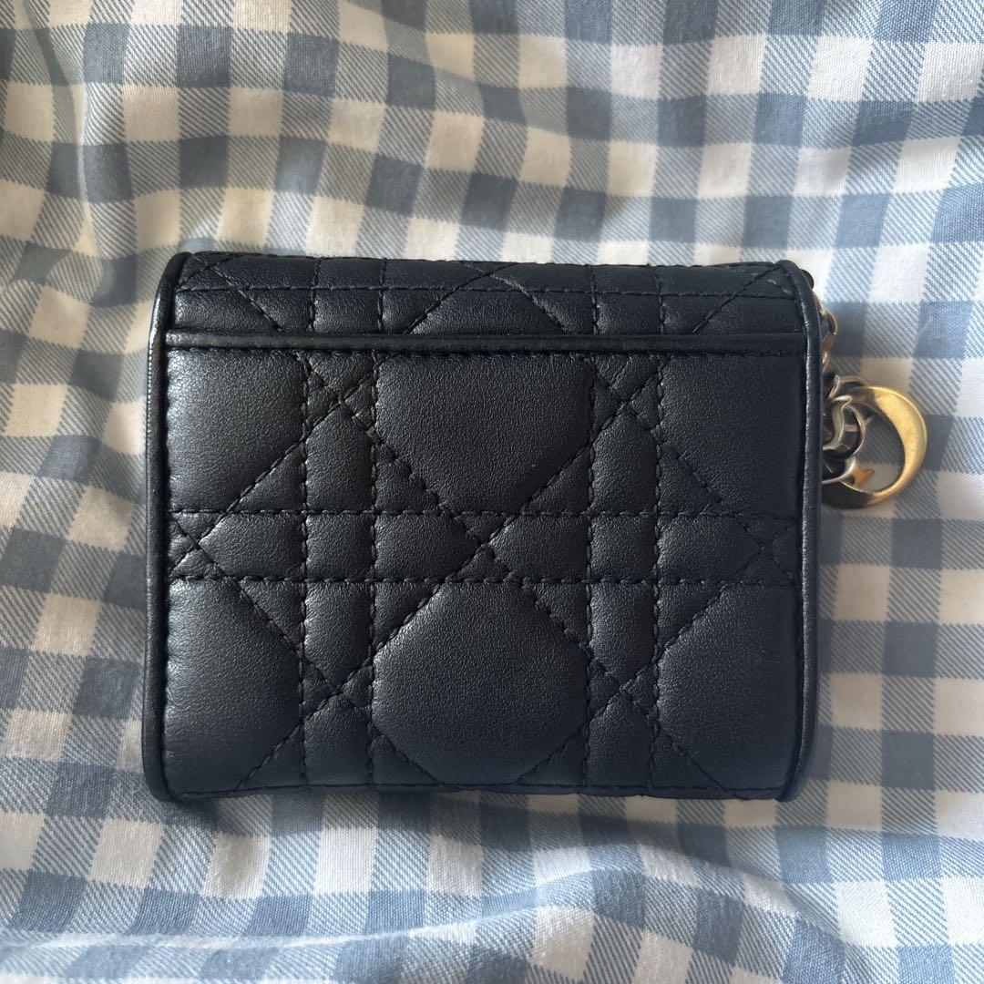 【美品】Dior ロータスウォレット ラムスキン 黒 ブラック 財布 スナ系