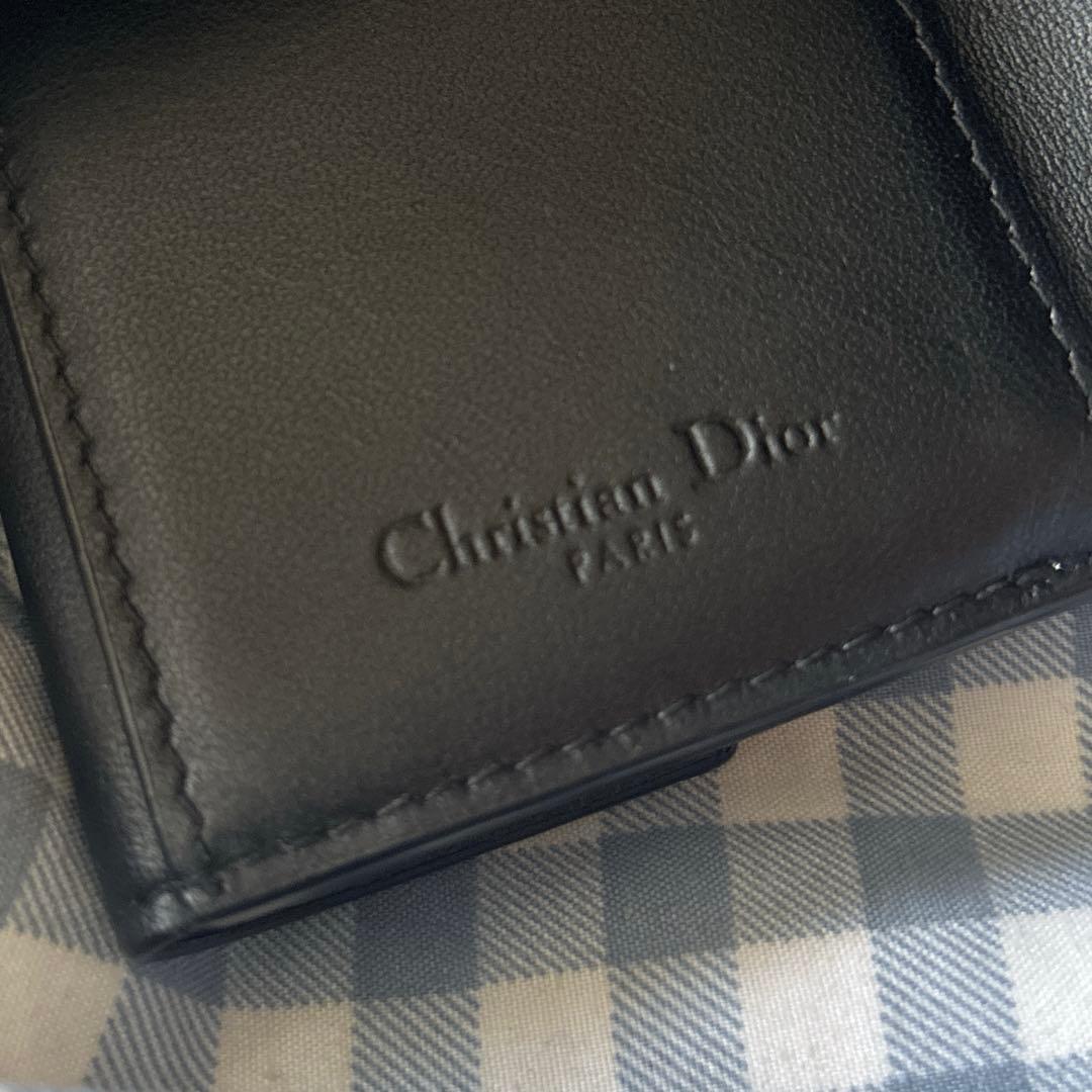 【美品】Dior ロータスウォレット ラムスキン 黒 ブラック 財布 スナ系