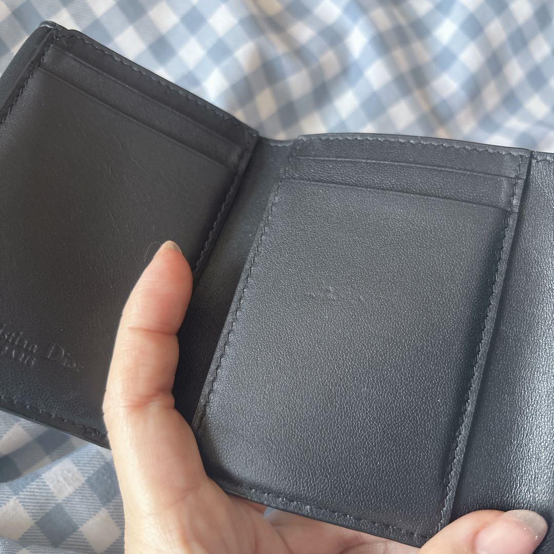 【美品】Dior ロータスウォレット ラムスキン 黒 ブラック 財布 スナ系