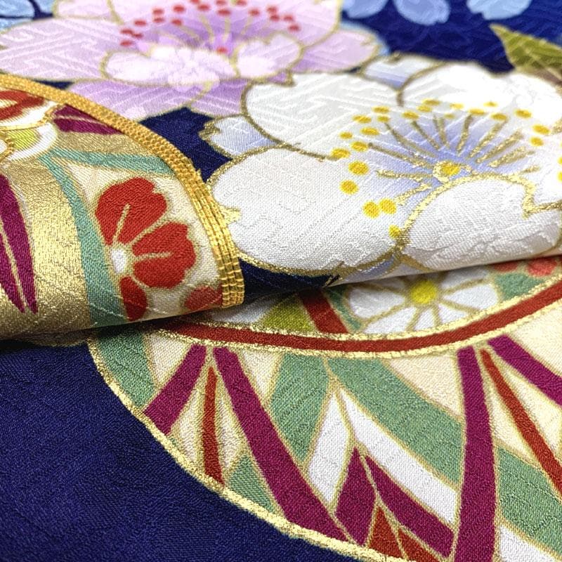 603z21〇高身長な方にも 振袖 紺色 ネイビー 金駒刺繍〇成人式 結婚式