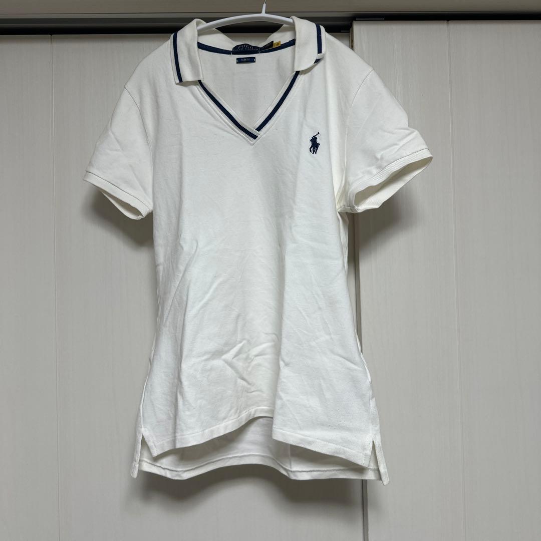 Polo Ralph Lauren ホワイト Vネック ポロシャツ M