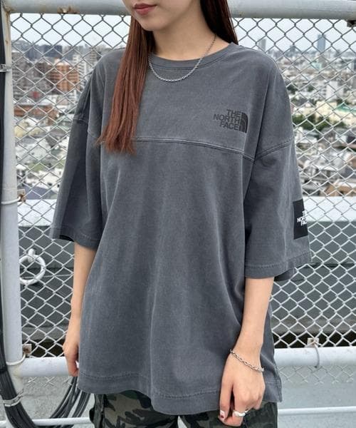 韓国ノースフェイス　ダメージTシャツ　グレー　XL 新品　ウォッシュ加工　XXL