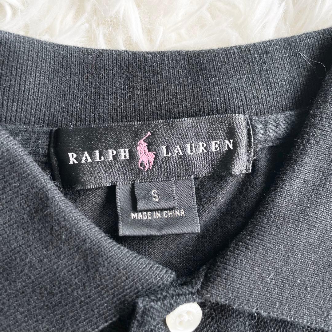 美品✨ラルフローレン ポロシャツ ピンクポニー 黒　M相当 鹿の子 ロゴ刺繍