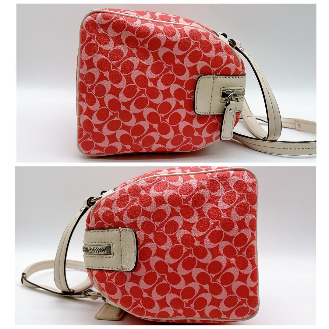 良品 COACH PVC ヘリテージ レザー ミニボストンバッグ　e722