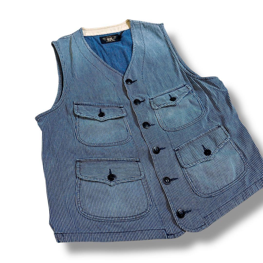 RRL ラルフローレン チェーンストライプ ワークベスト インディゴ Sサイズ