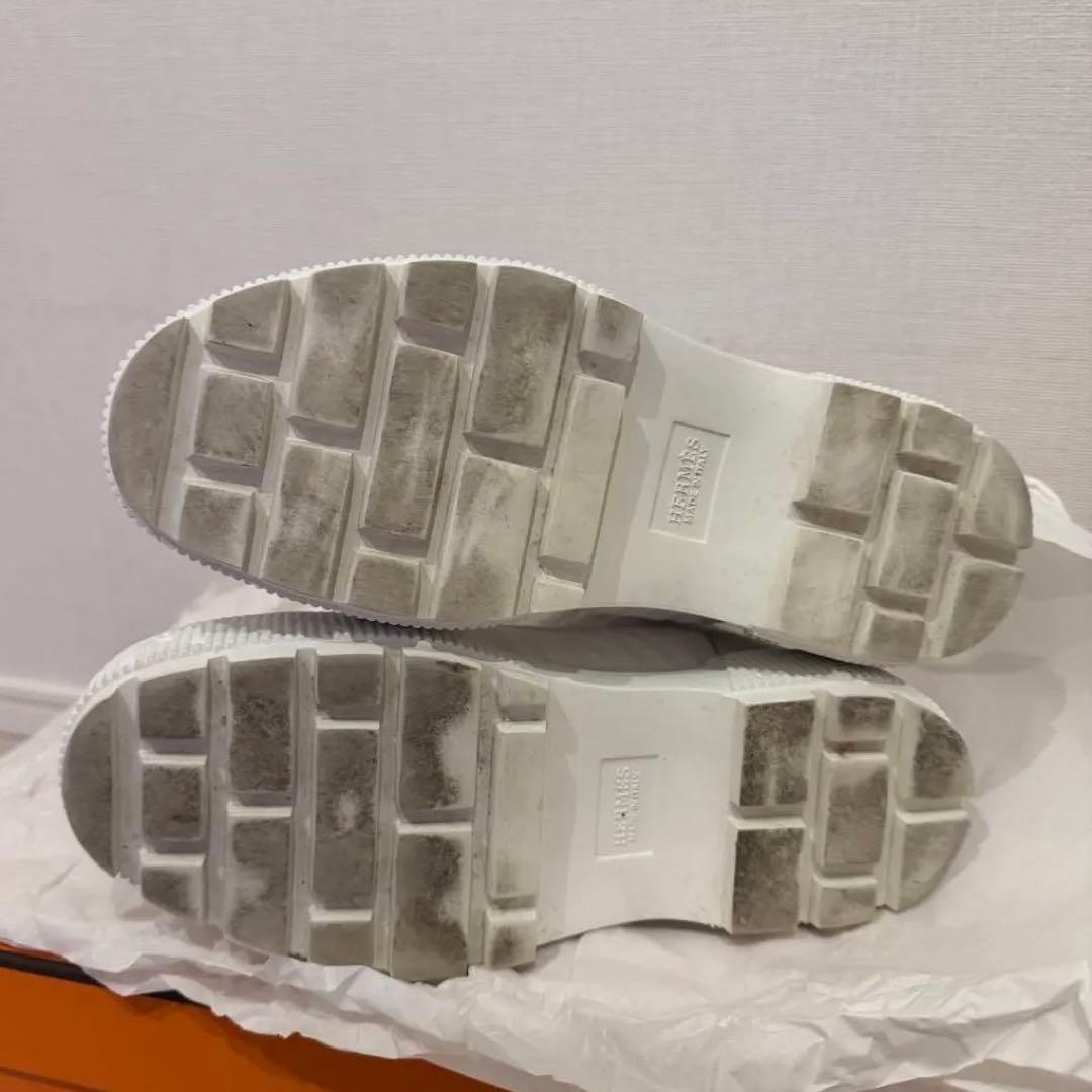【美品】 HERMES エルメス ホワイト ハイカットブーツ 37