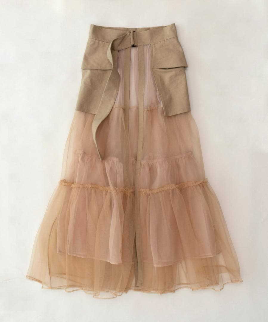 スカート MAISON SPECIAL Tulle Tiered Belt Skirt