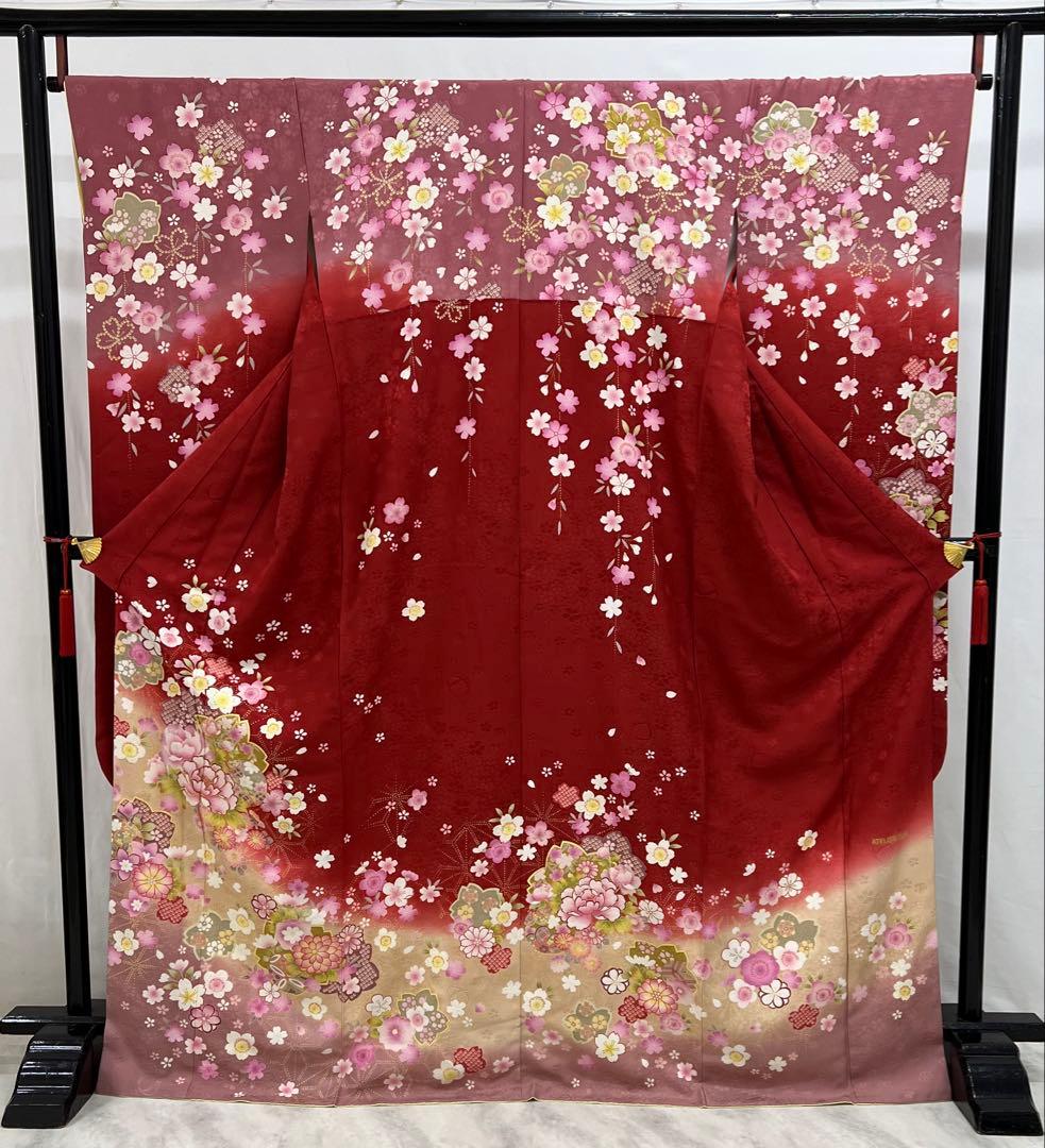 振り袖　フルセット　長襦袢　成人式　金彩加工　刺繍入り　長尺袋帯　658