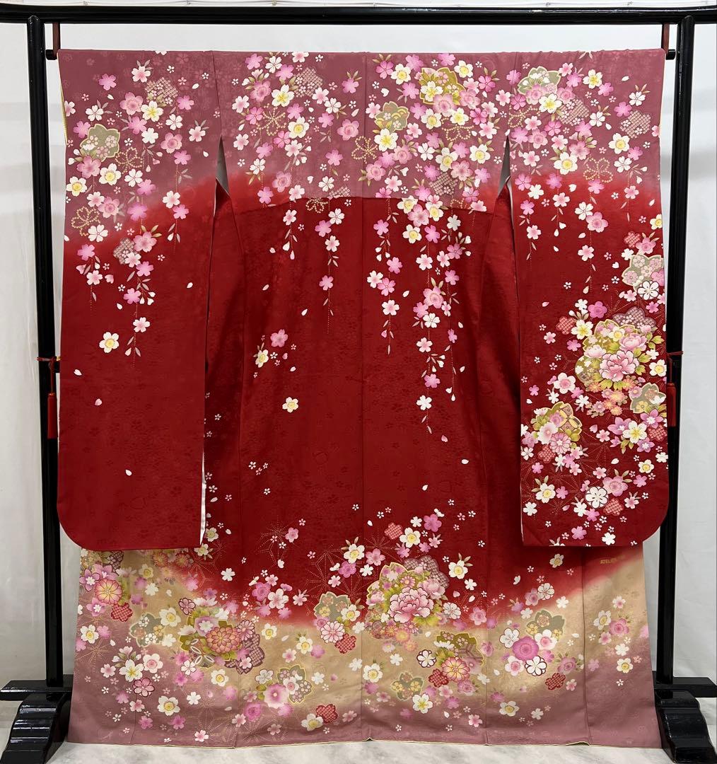振り袖　フルセット　長襦袢　成人式　金彩加工　刺繍入り　長尺袋帯　658