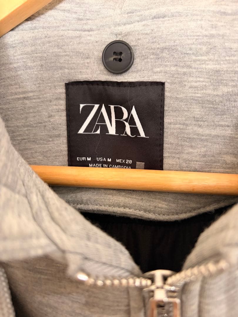 ZARA デタッチャブルフード コントラストコート M
