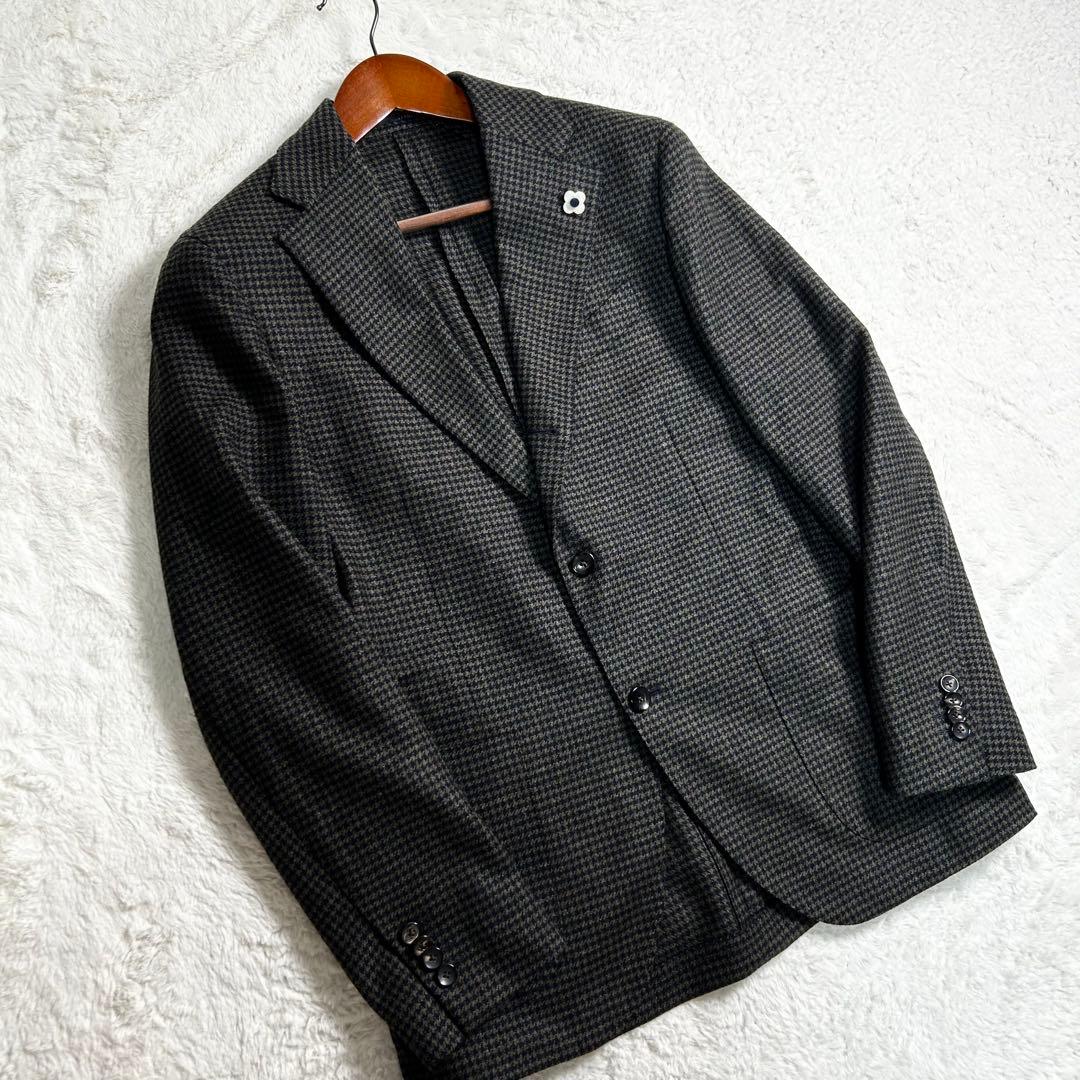 最高級✨LARDINI ウール100% ラペル付　テーラードジャケット 48
