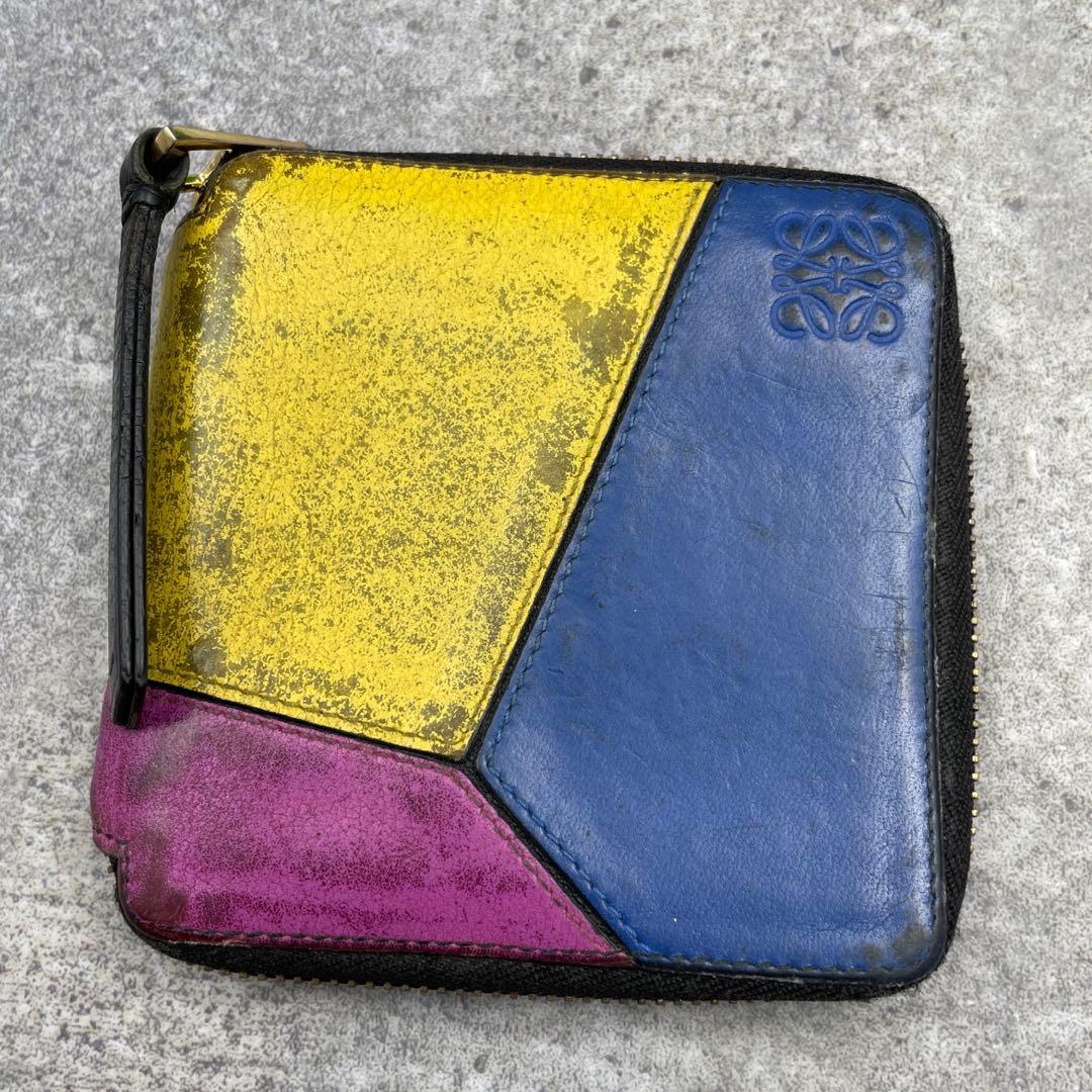 LOEWE ロエベ 折り財布 スクエア ラウンドファスナー パズル レザー