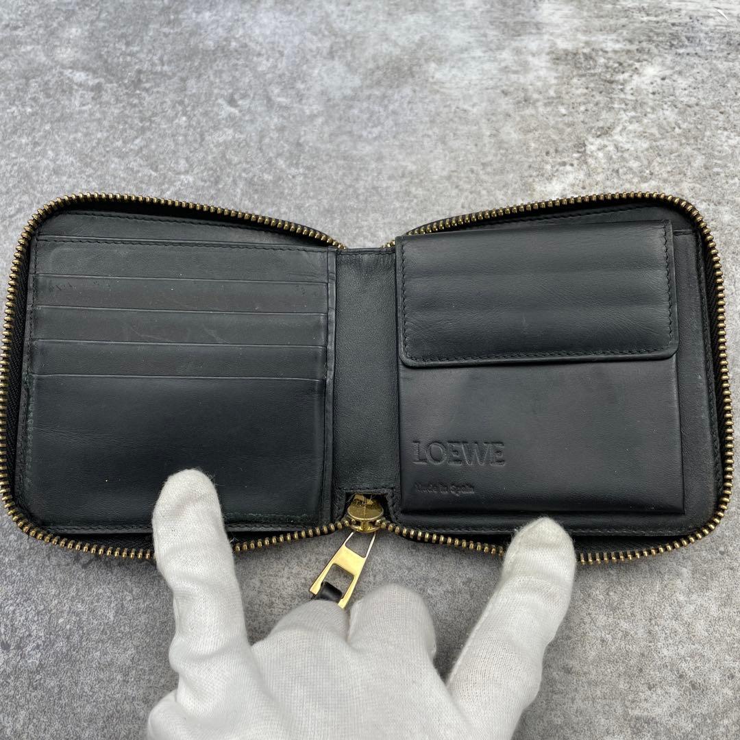 LOEWE ロエベ 折り財布 スクエア ラウンドファスナー パズル レザー