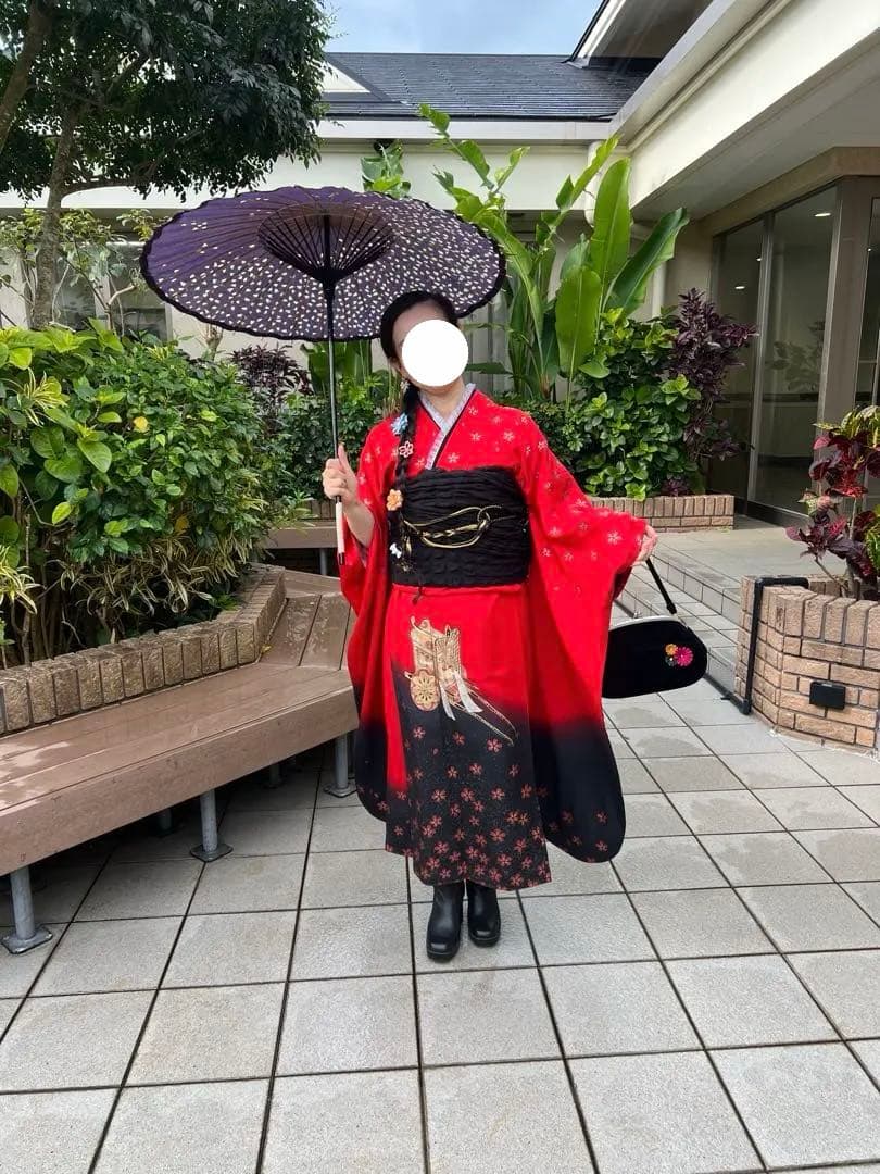 ゆ✨ シルク振袖とシルク刺繍襟付き長襦袢のセット✨　京都きもの友禅✨