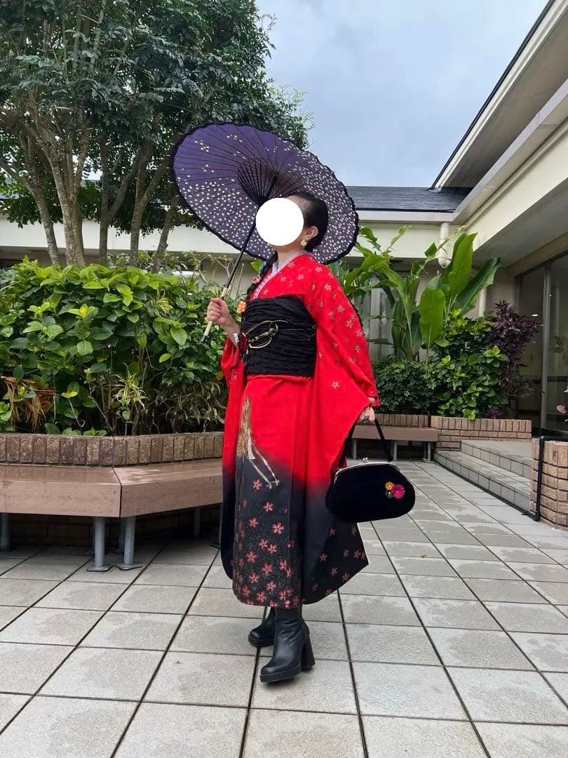 ゆ✨ シルク振袖とシルク刺繍襟付き長襦袢のセット✨　京都きもの友禅✨