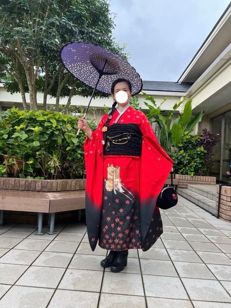 ゆ✨ シルク振袖とシルク刺繍襟付き長襦袢のセット✨　京都きもの友禅✨