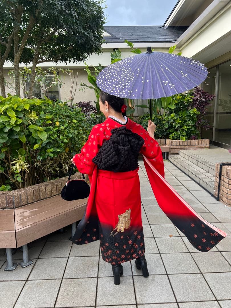 ゆ✨ シルク振袖とシルク刺繍襟付き長襦袢のセット✨　京都きもの友禅✨