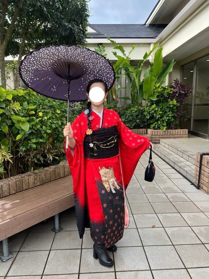 ゆ✨ シルク振袖とシルク刺繍襟付き長襦袢のセット✨　京都きもの友禅✨