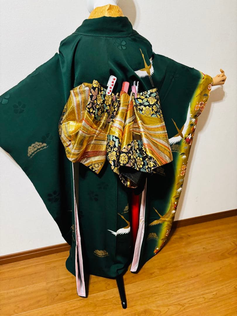 週末激安限定価格‼️ 鶴でかっこいい振袖‼️ ‼️フルセット‼️