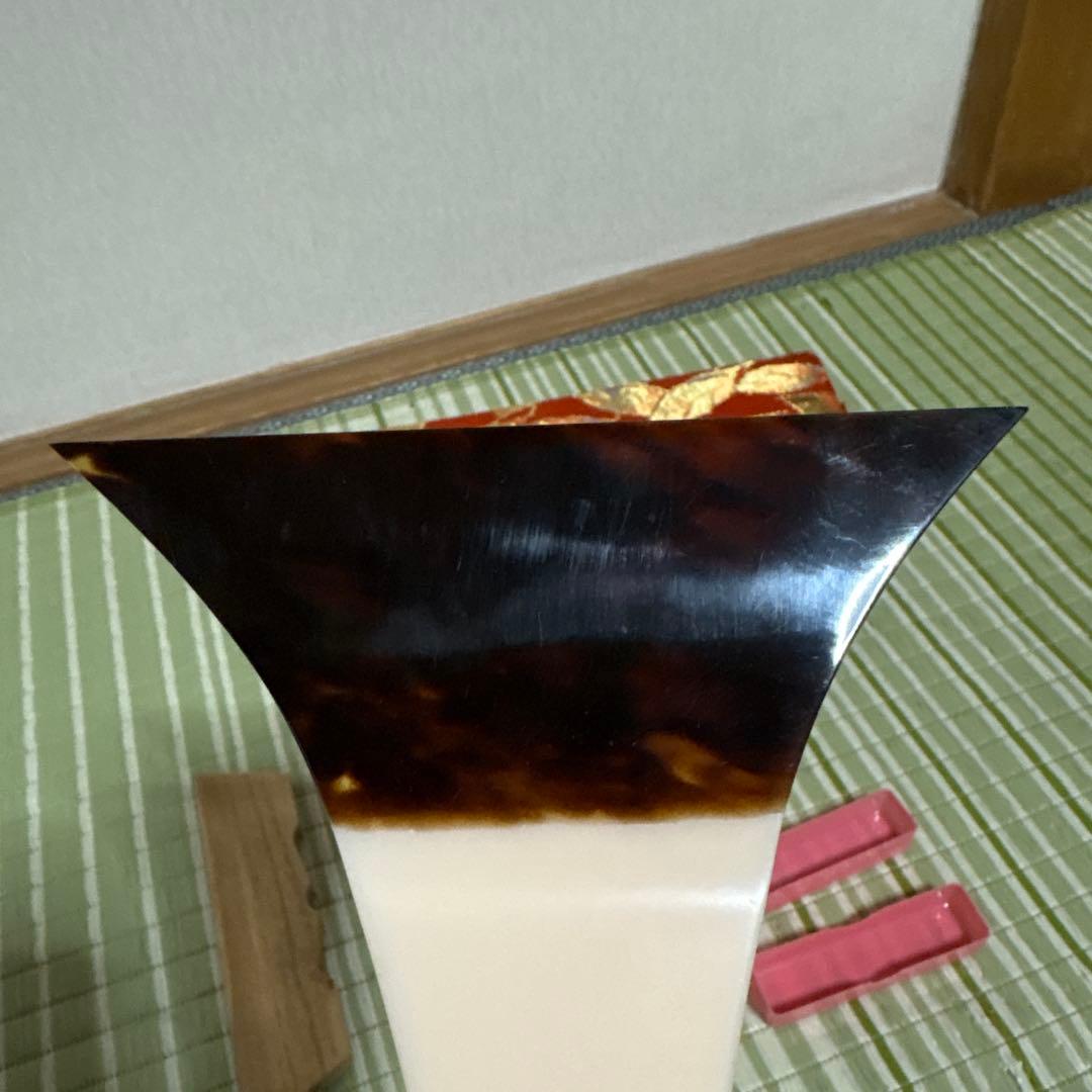 鼈甲風　三味線　バチ　撥　べっこう風　工芸品　三弦駒　ケース付き