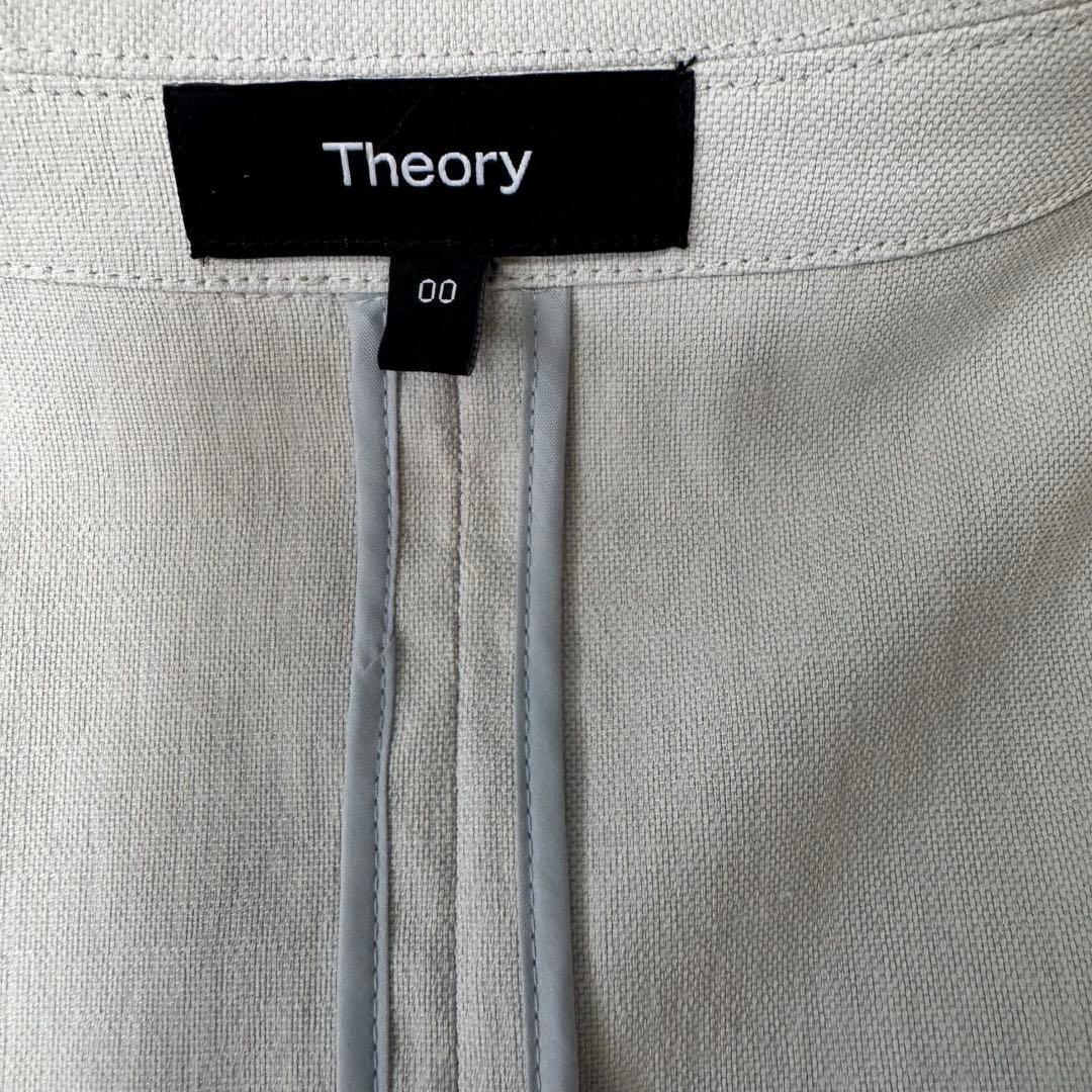Theory セオリー ダブルブレストジャケット コットンリネン混 ライトグレー