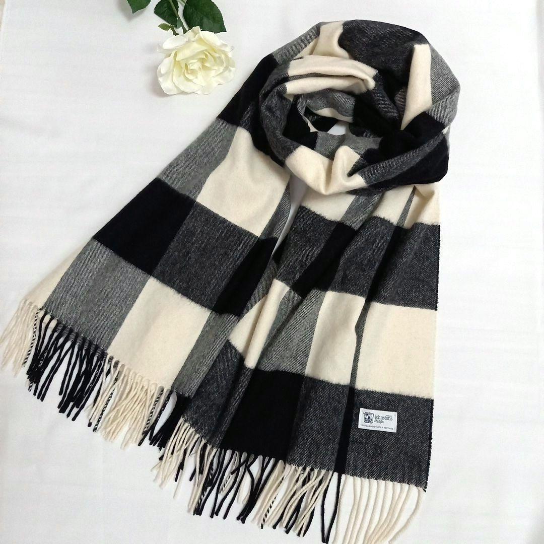 ☆美品 JOHNSTONS OF ELGIN カシミヤ 大判 ストール チェック