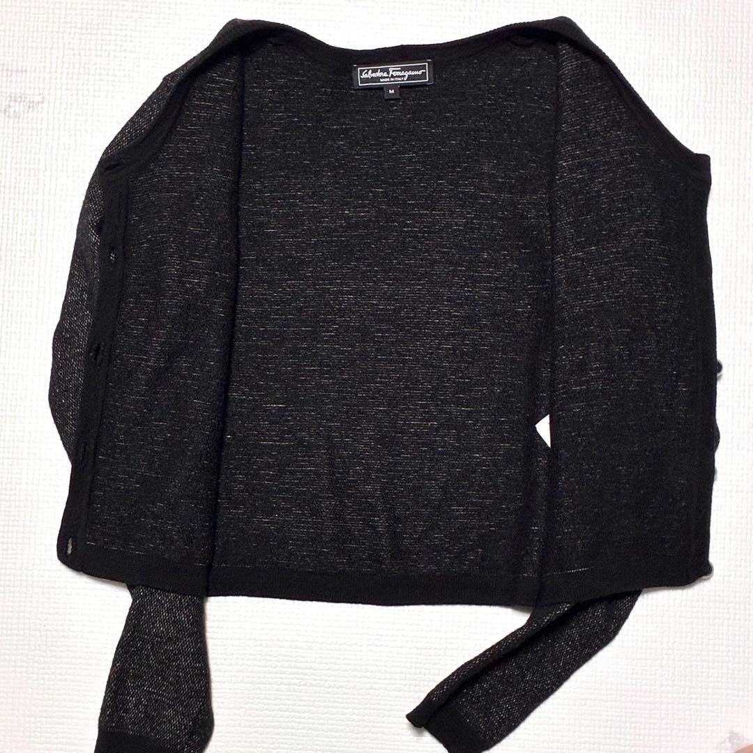 Salvatore Ferragamo カーディガン ブラック パール M
