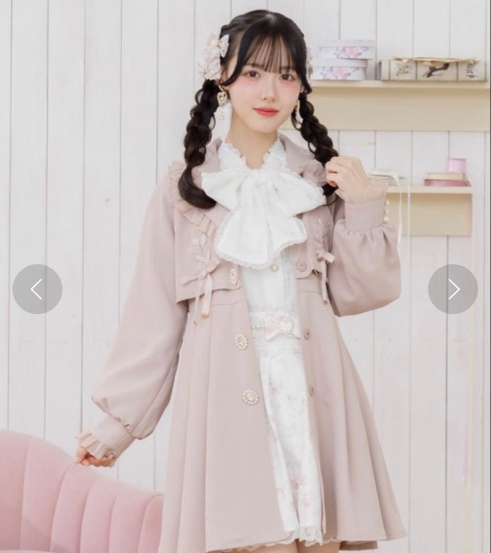 ROJITA シアーフリルトレンチコート　ピンク