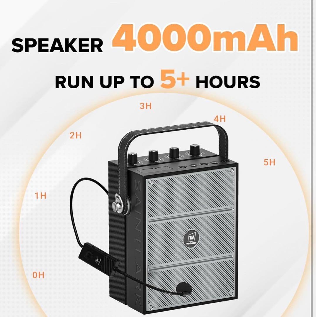 60W ハンドヘルドマイク ポータブル拡声器 PAシステム 音楽再生 エコー録音