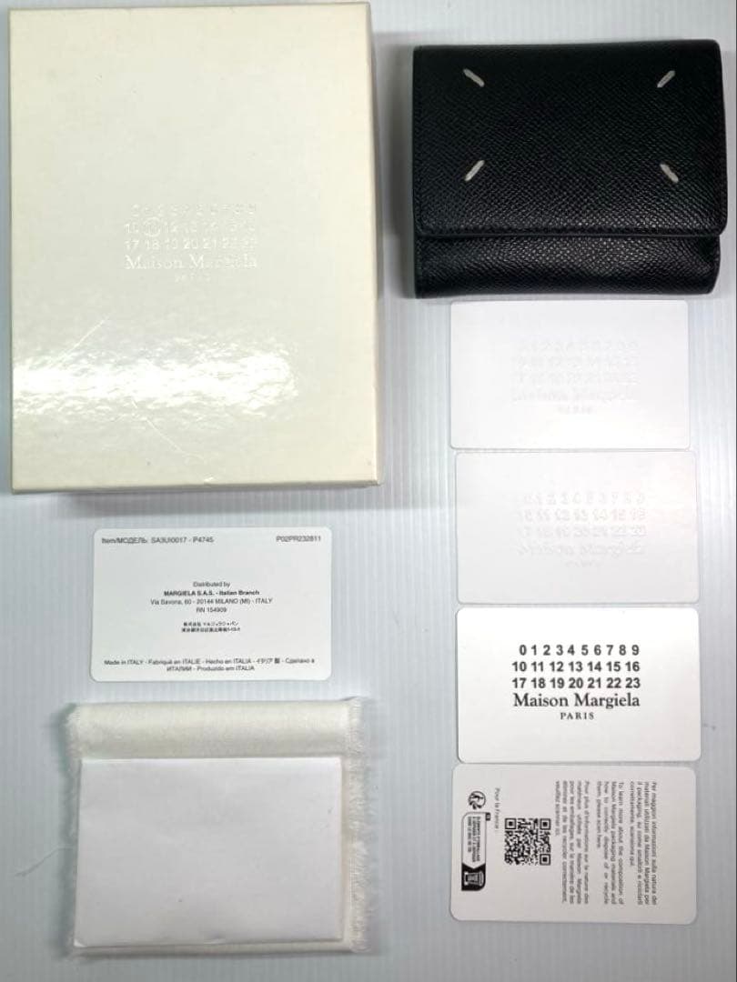 良品　メゾン　マルジェラ　4ステッチ　レザー　三つ折り財布　箱付き　RFID内蔵