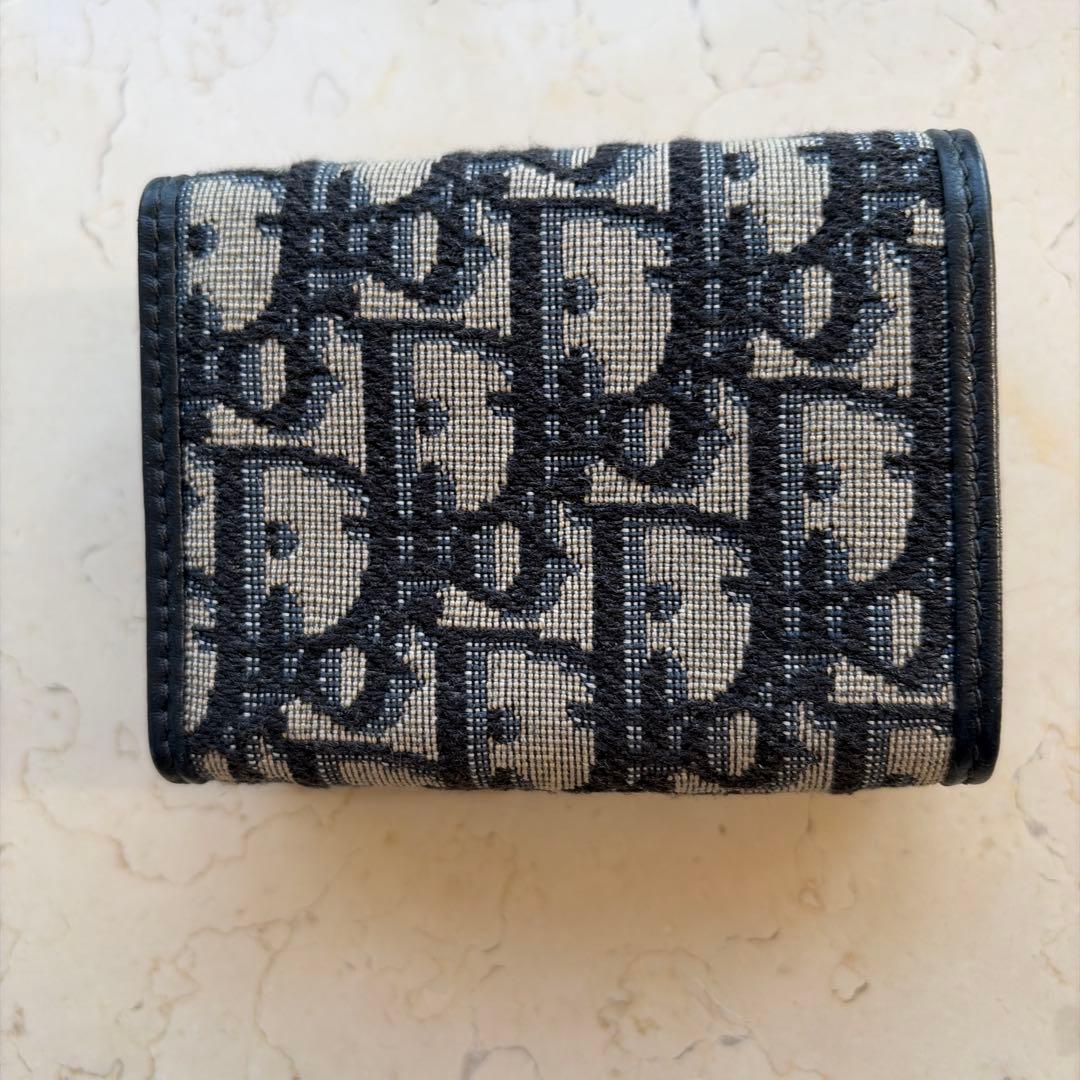 Christian Dior 三つ折り財布 ネイビー/ホワイト