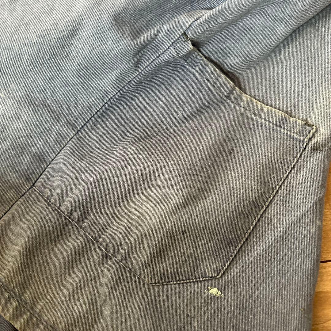 専用　ブルー コットンカバーオール　古着