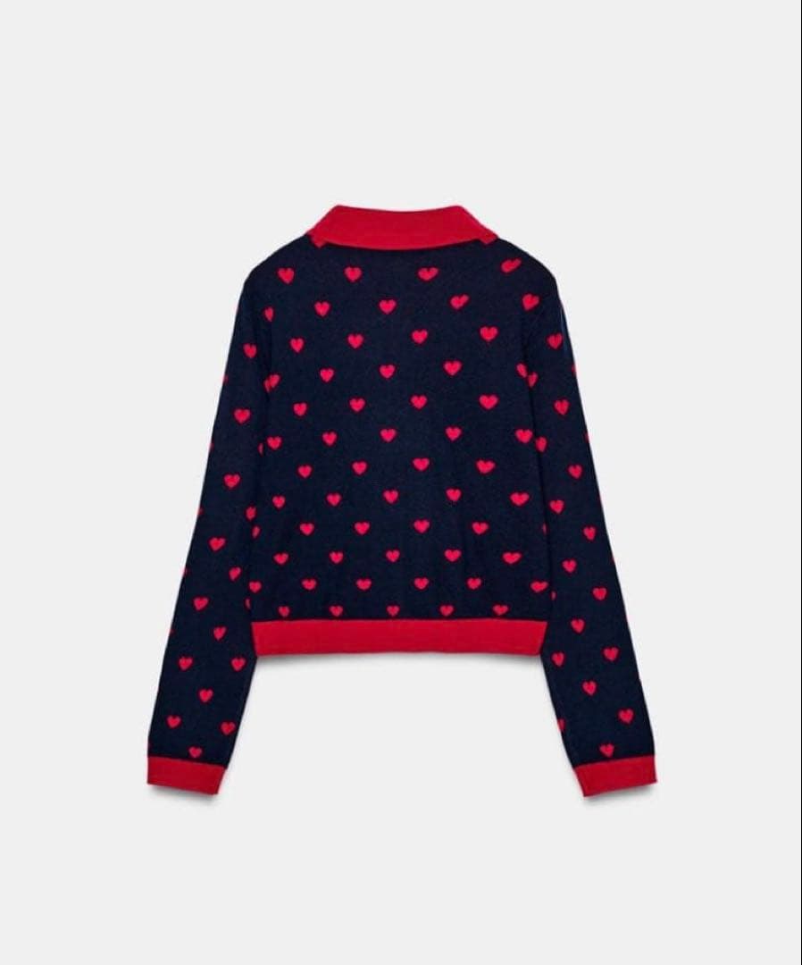 新品　新作　zara ザラハート柄ニットカーディガン