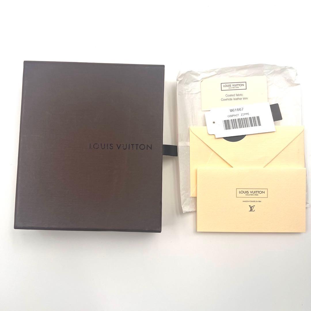 【美品】ルイヴィトン モノグラム コンパクトジップ 二つ折り財布 箱 説明書付き