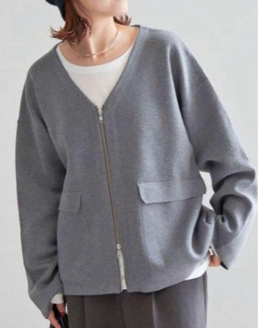 Spick and Span ダブルジップニットカーディガン