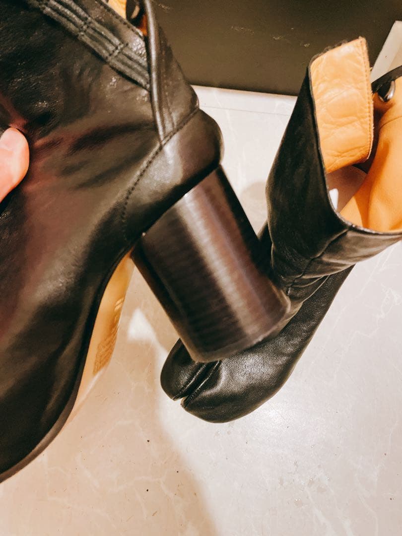 黒レザー tabi boots 37.5