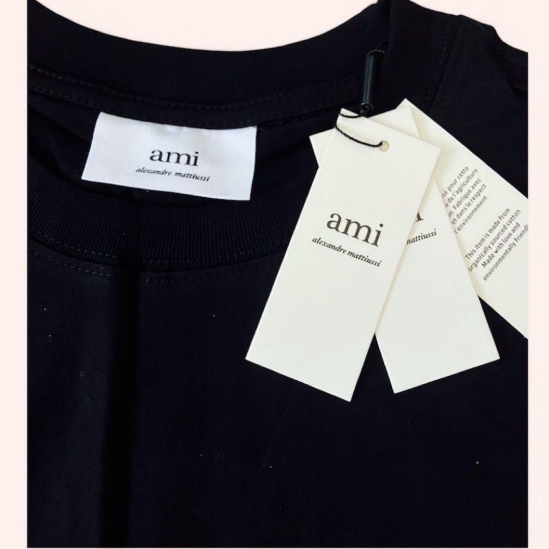 AmiParis 半袖Tシャツ M ブラック ハートロゴ ユニセックス