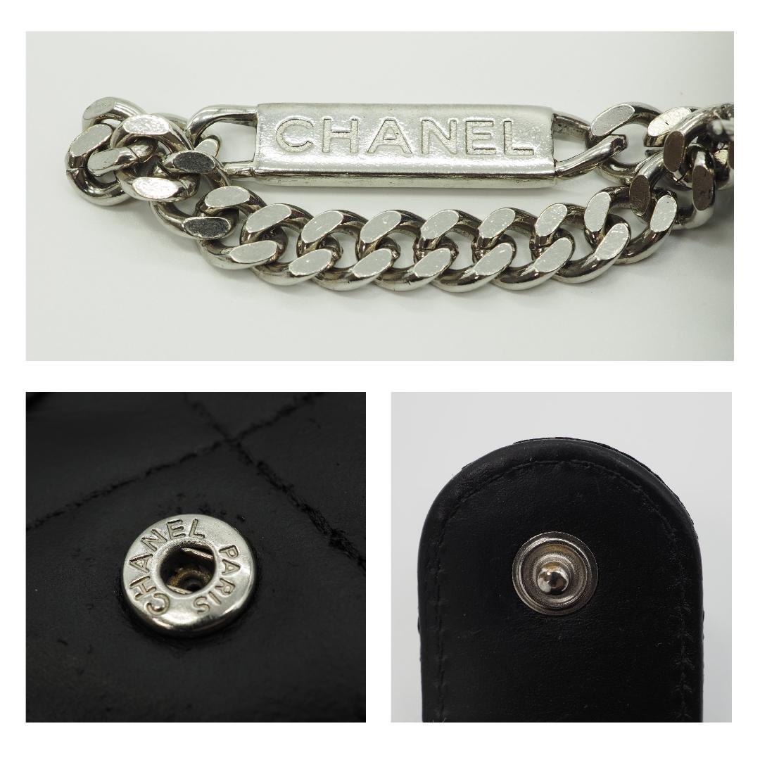 CHANEL シャネル カンボンライン ミドル 2つ折り財布 黒×ピンク