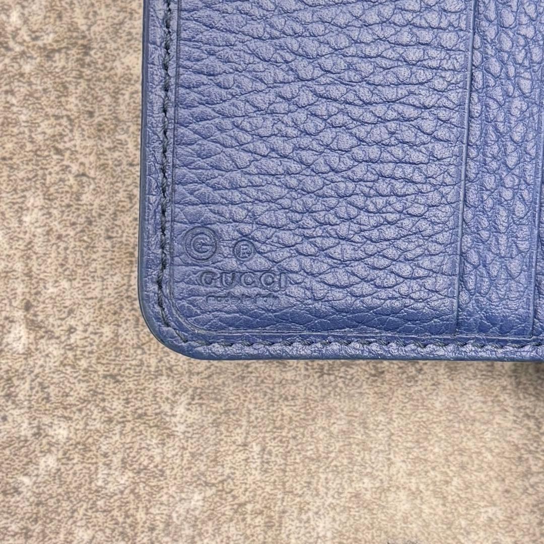 グッチ GGキャンバス コンパクトウォレット ラウンドファスナー ブルー