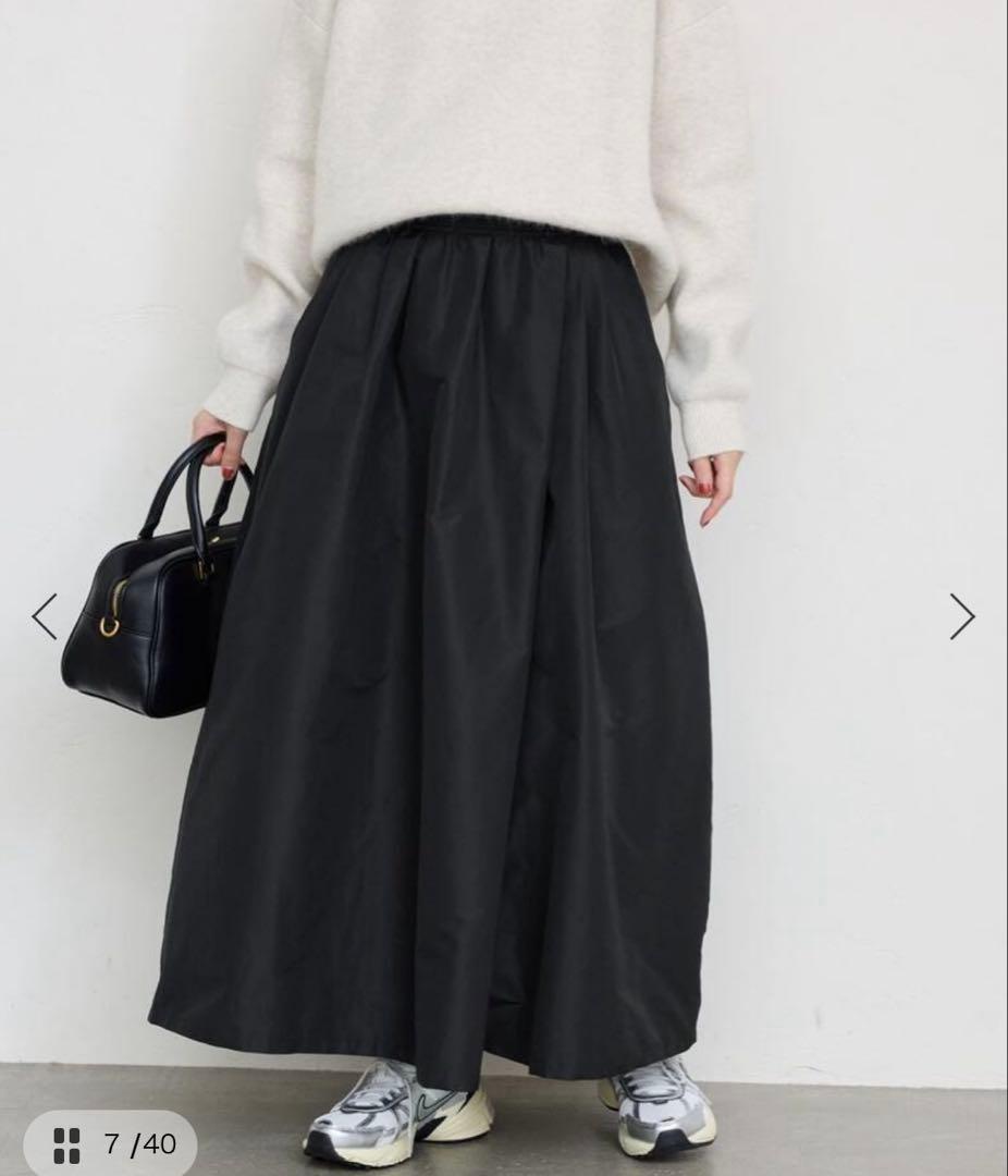 SLOBE IENA シャンブレータフタランダムタックスカート