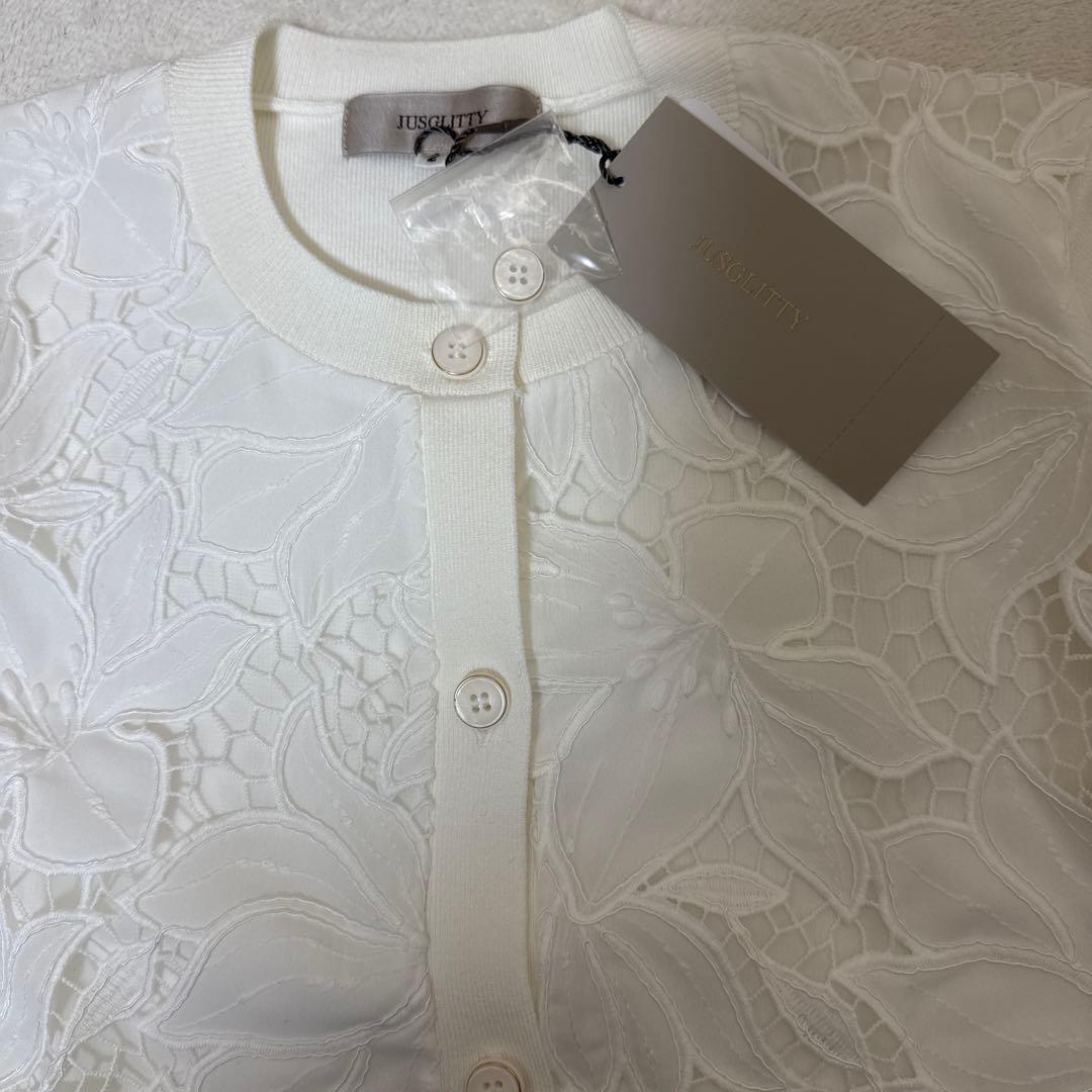 SALE ホワイト 花柄レース カーディガン アンサンブル