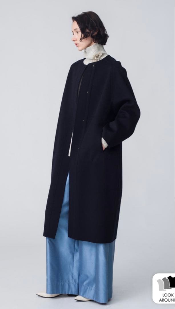 ebure 2025AW リュクスシャルムビーバー ノーカラーロングコート