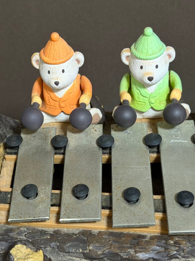 「こぐまの音楽隊」 からくり鉄琴オルゴール & 目覚まし置時計