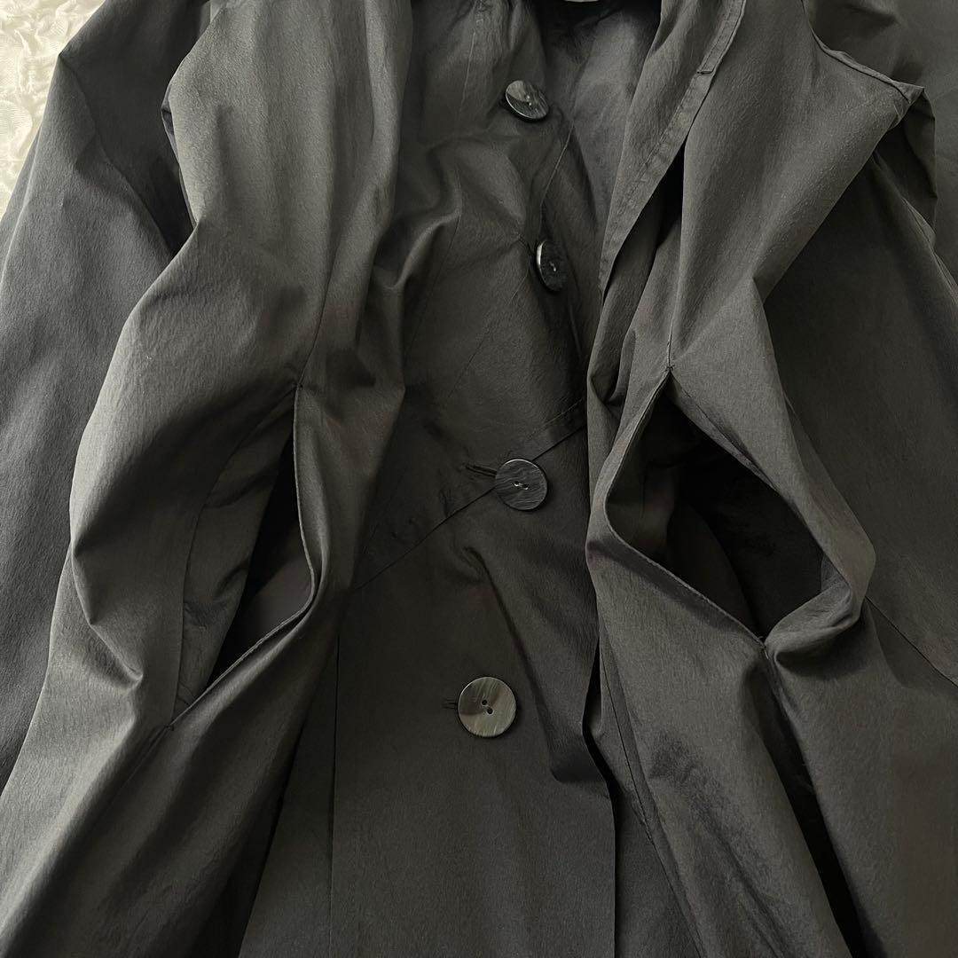 慈雨 アウター ロングコート 黒 アシンメトリー 変形デザイン サイズ40