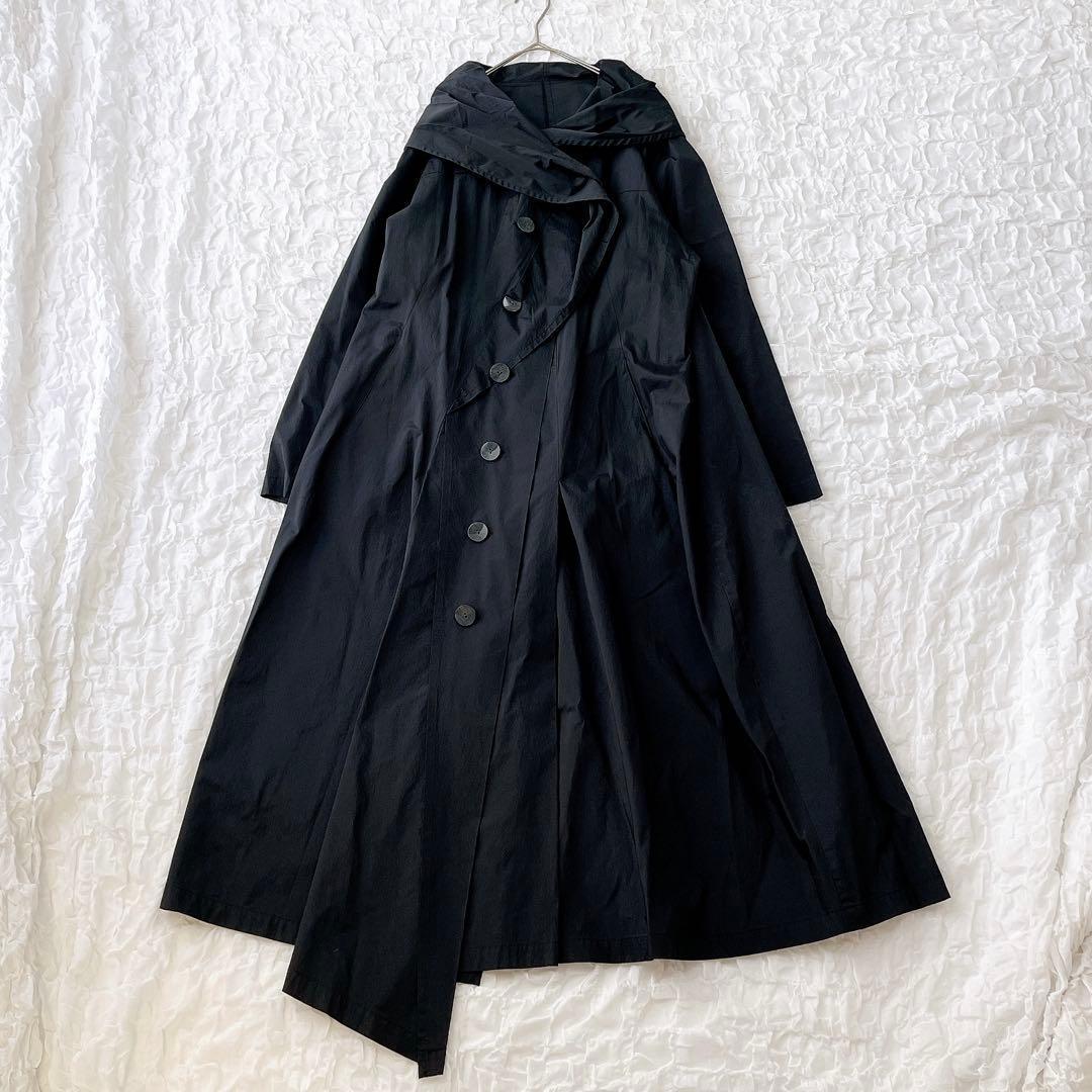 慈雨 アウター ロングコート 黒 アシンメトリー 変形デザイン サイズ40