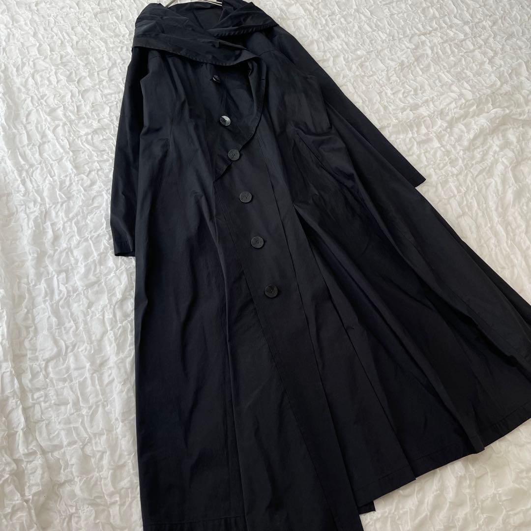 慈雨 アウター ロングコート 黒 アシンメトリー 変形デザイン サイズ40