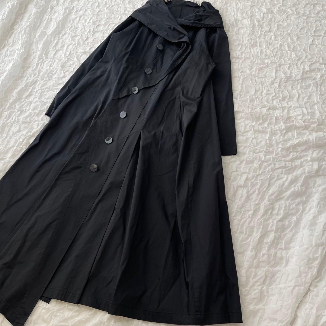 慈雨 アウター ロングコート 黒 アシンメトリー 変形デザイン サイズ40