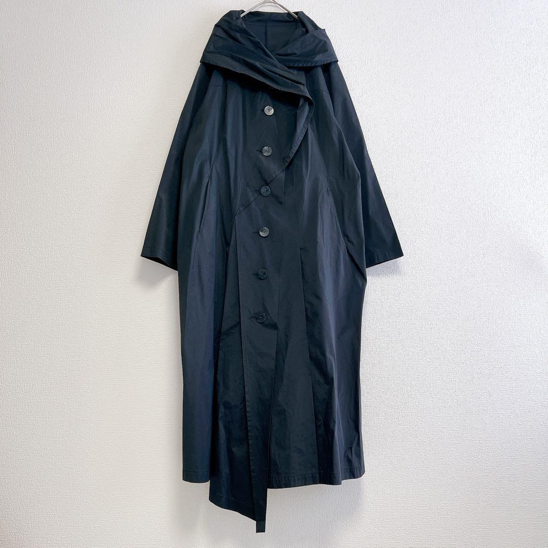 慈雨 アウター ロングコート 黒 アシンメトリー 変形デザイン サイズ40