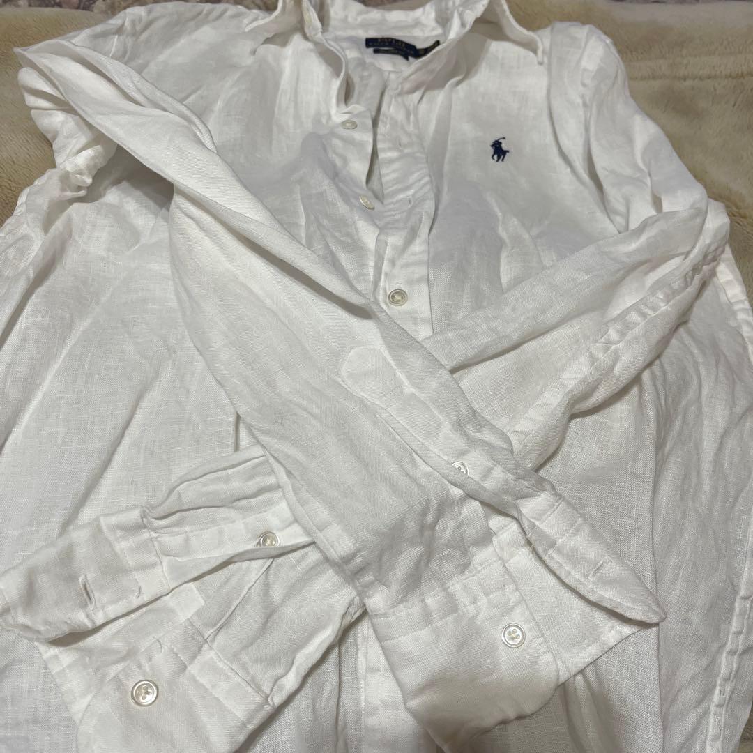 POLO RALPH LAUREN ホワイト長袖　麻100%シャツ