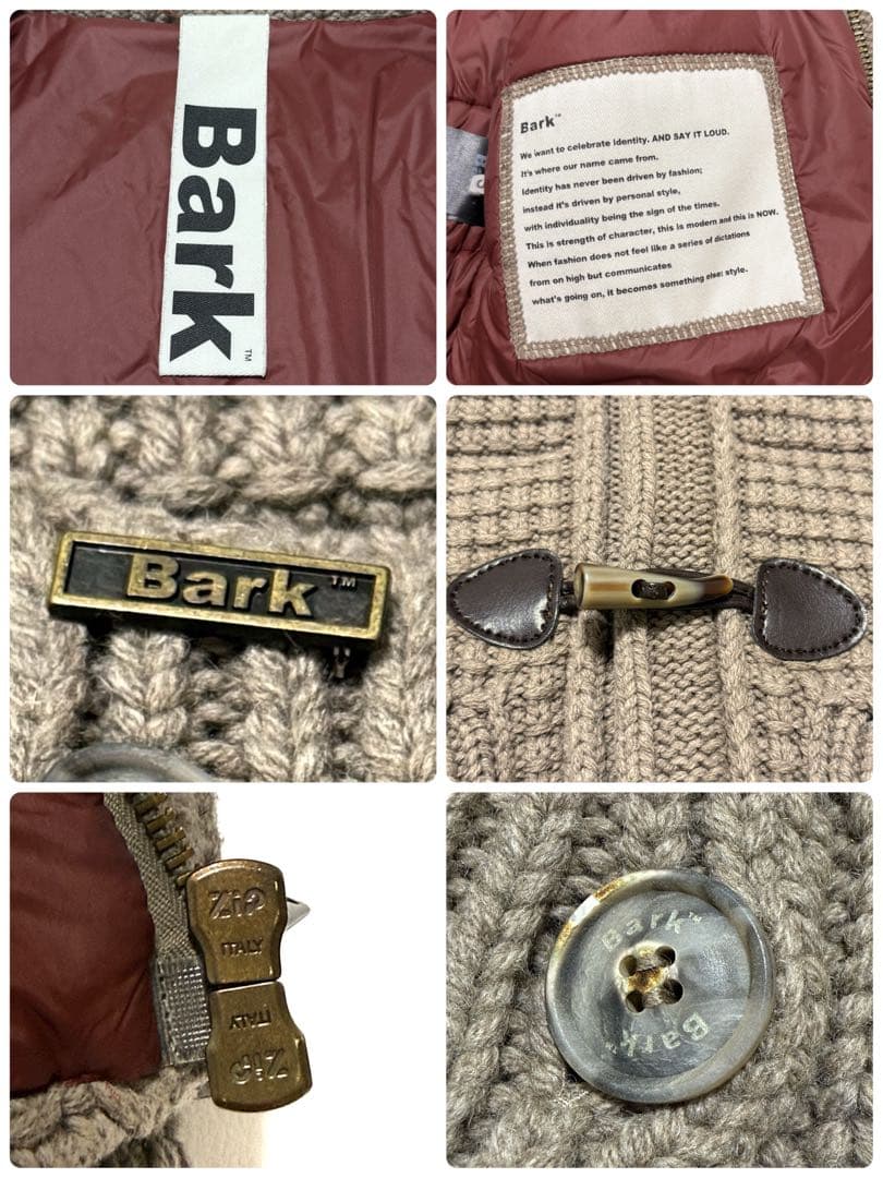 Bark イタリア製 ニット ダッフル コート ウール 肉厚 グレージュ S